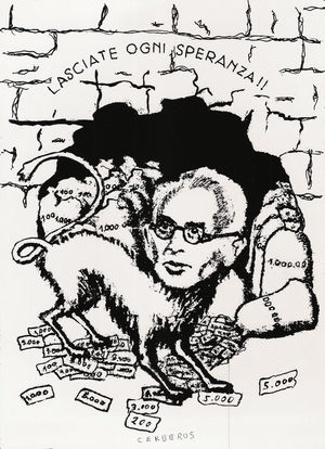 Caricature of Willy Fuerst, the Working Group´s Cashier